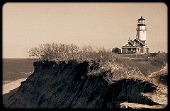 Cape Cod Lighthouse Before Moved Away from Cliffs - Sepia Tone
